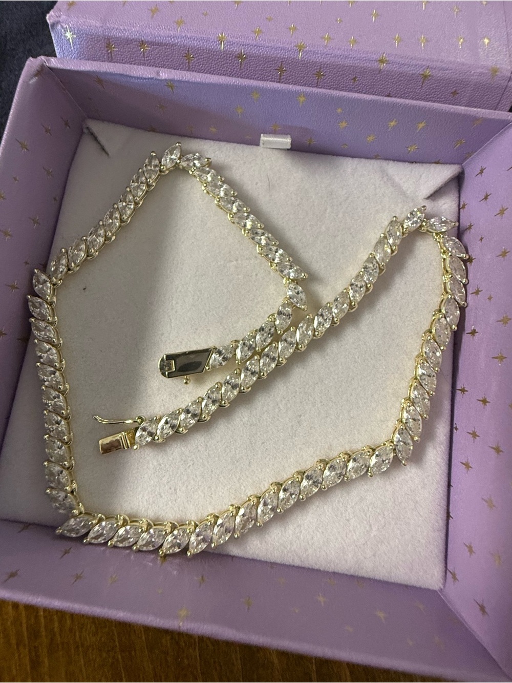 Melinda Maria Gold Marquise Tennis Necklace
